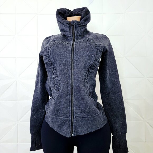 Lululemon Women's Heathered Black Cuddle Up Sparkle Full-Zip Jacket Size 8 - Picture 2 of 10